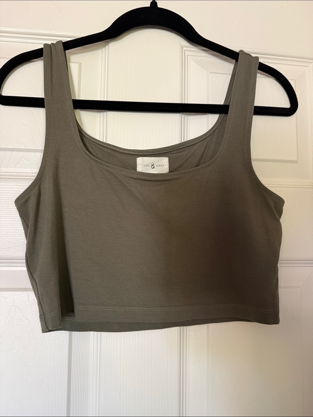Lou & Grey Olive Scoop Crop Tank with Wide Straps